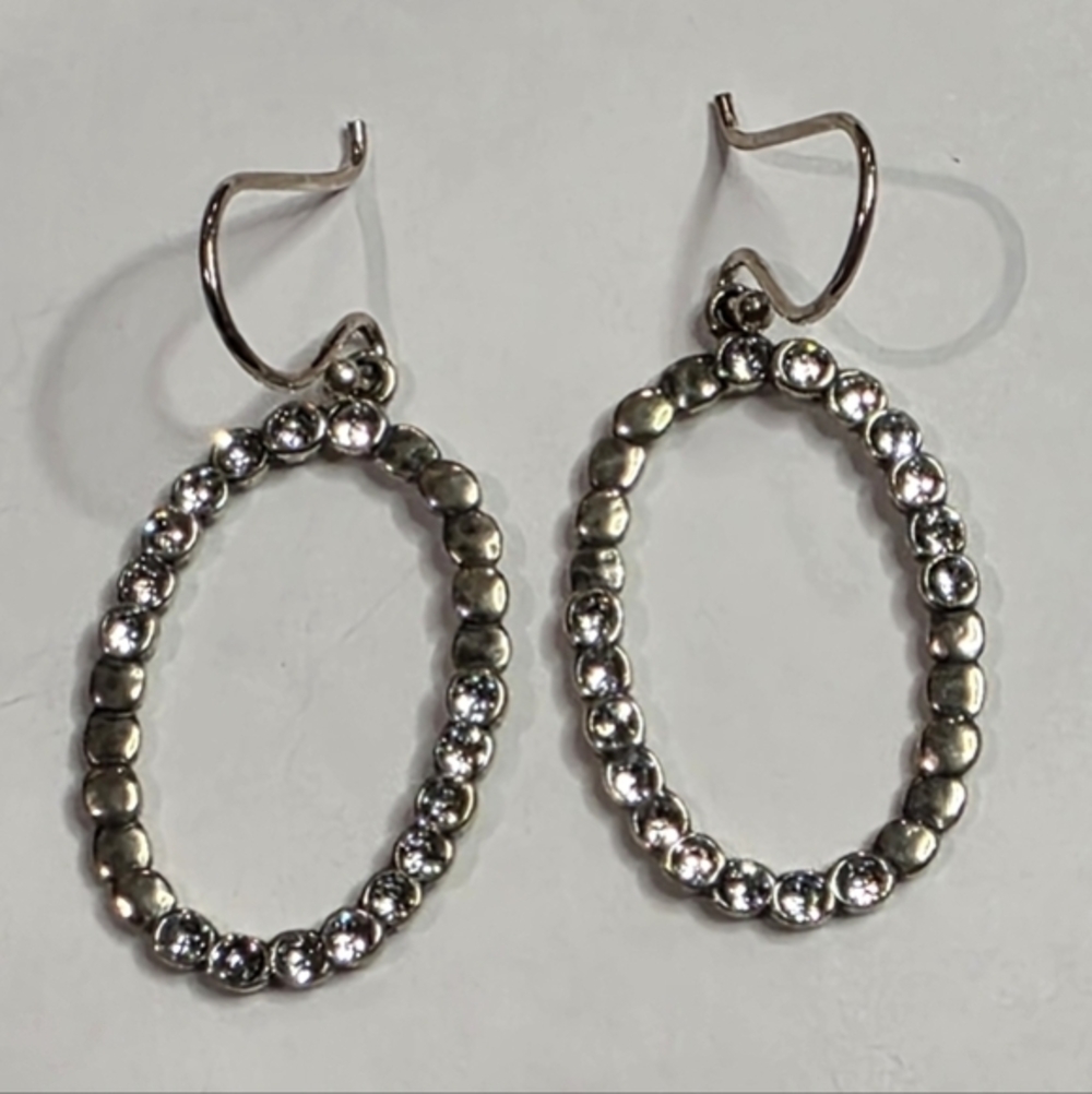 Silpada Sterling Silver & Swarovski Crystal Oval Glitz Drop Earrings - Picture 7 of 9